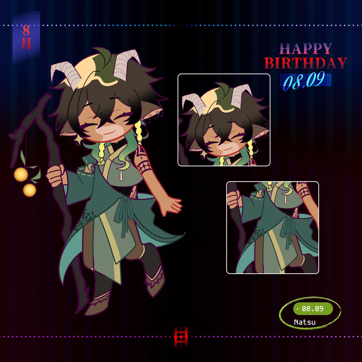InferiaVT's tweet photo. 【BIRTHDAY CELEBRATION】
Happy birthday to our one and only guider of spirits, @natsu_inferia 🍊
Let's wish the "GOAT" a wonderful birthday altogether~ 💚
(no goats were sacrificed during this celebration)
#INFERIA https://t.co/muSQEk1Ug2