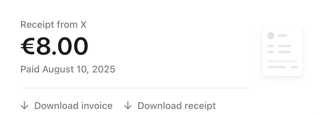 Otros 8€ regalados a Elon.

Llevo sin monetizar X desde marzo!