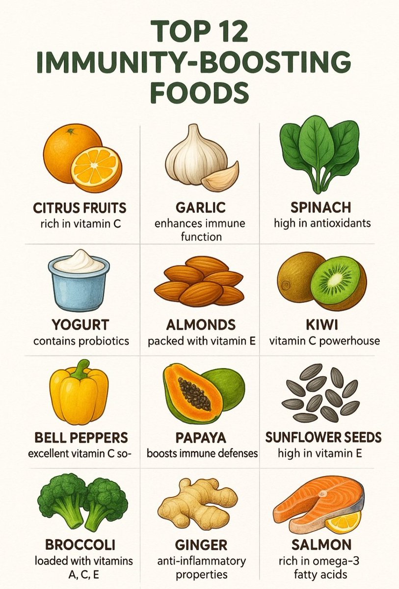 food_health_joy's tweet photo. Top 12 Immunity Boosting Foods🍊 https://t.co/HkEwAl3Z92