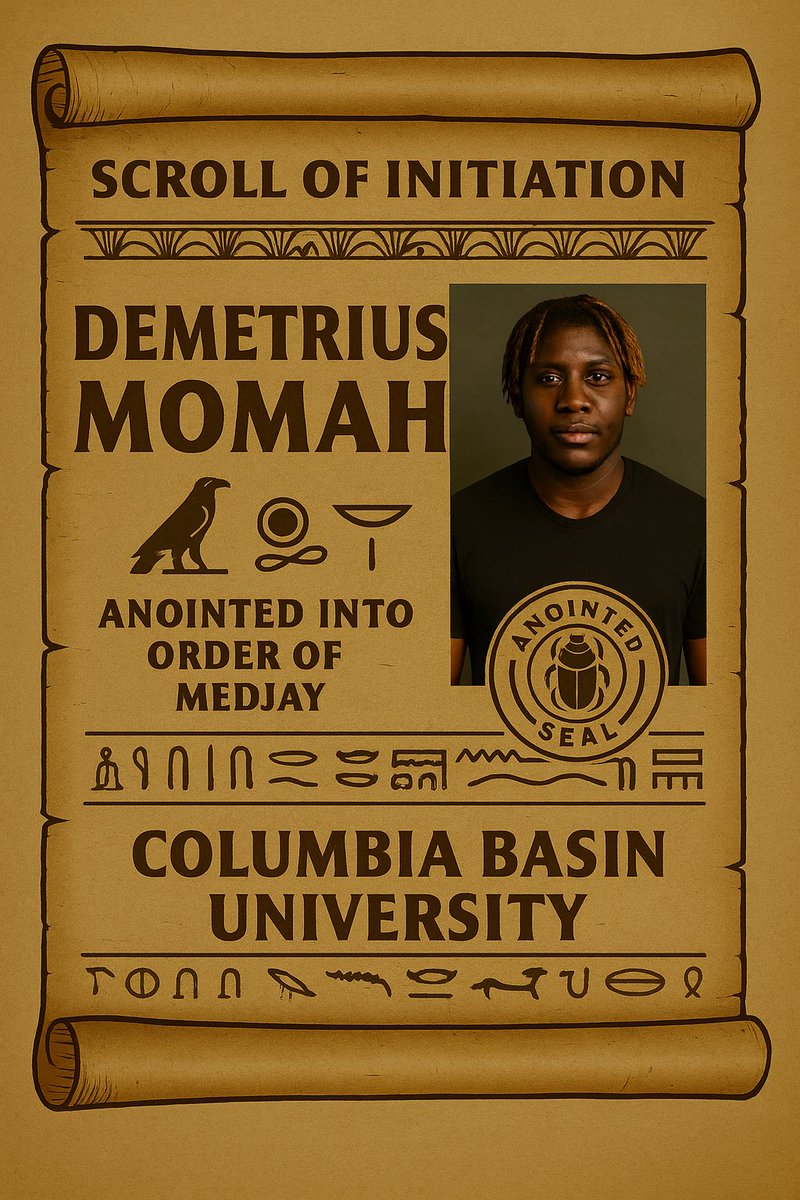 CBU_NECF26's tweet photo. By decree of the Seal, the oath is sworn.
From West Linn, Oregon — Demetrius Momah joins the ranks of the Medjay, anointed under the watchful eyes of the Nine. His journey begins where the torchlight fades and the battle begins

#MedjayMentality🏜️ #NECFCrootin https://t.co/AqjFCJonVI