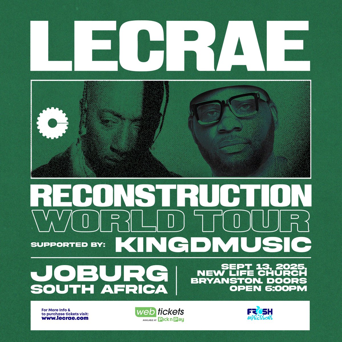 Joining my big bro <a href="/lecrae/">Lecrae</a> on his tour! Gets tickets now 🇿🇦 webtickets.co.za/v2/event.aspx?…