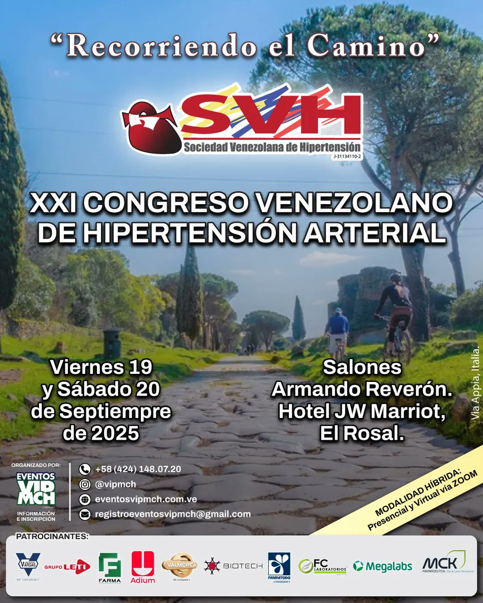 svhipertension's tweet photo. ¡La Sociedad Venezolana de Hipertensión (SVH) te invita a su XXI Congreso Venezolano de Hipertensión! 🩺
.
"Recorriendo el Camino" es el lema de este importante evento que se llevará a cabo el próximo viernes 19 y sábado 20 de septiembre de 2025. https://t.co/uqHsPLy3Dw