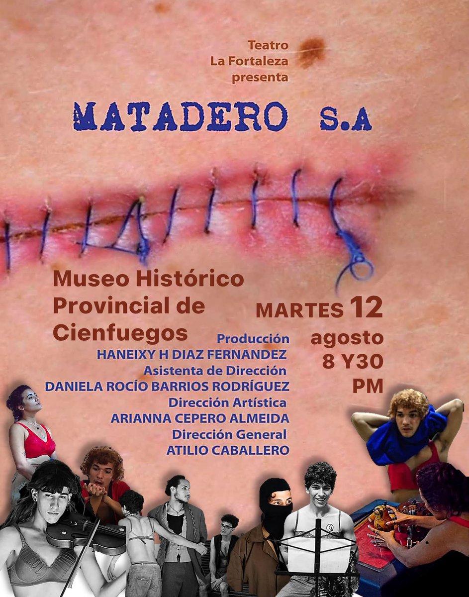 🔴 #Verano2025 ¡No te pierdas "Matadero, S.A." este martes 12 a las 8:30 p.m. en el Museo Histórico Provincial! Una obra cruda y poética sobre amor, violencia y destino, dirigida x Atilio Caballero y Arianna Cepero📍Ave. 54 y Calle 27 🎟️ 30 pesos🔌 ¡Funciona con planta eléctrica!