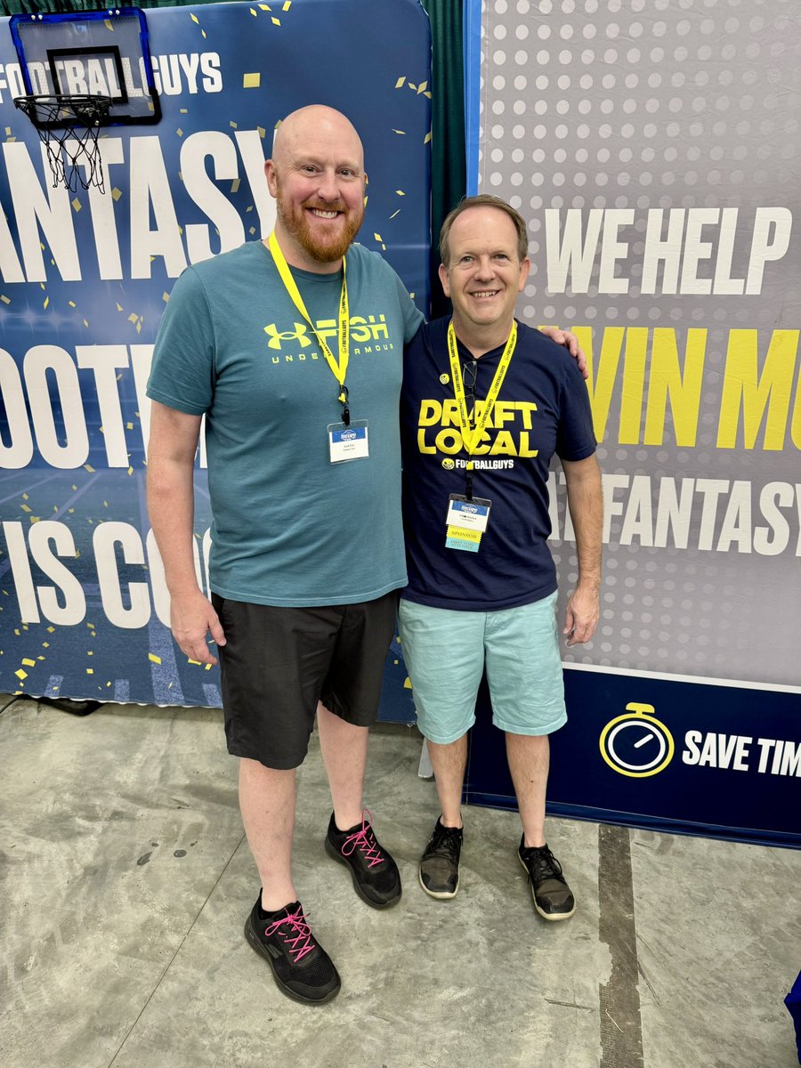 jeffblaylock's tweet photo. Fanboy-ing with @ScottFish24 at @theffexpo 

My journey to becoming a football guy with @footballguys began with Scott’s email inviting me to #SFB14 last year. It’s always a pleasure getting to chat with him and supporting the amazing @FantasyCaresOrg https://t.co/g90H3iv9bG
