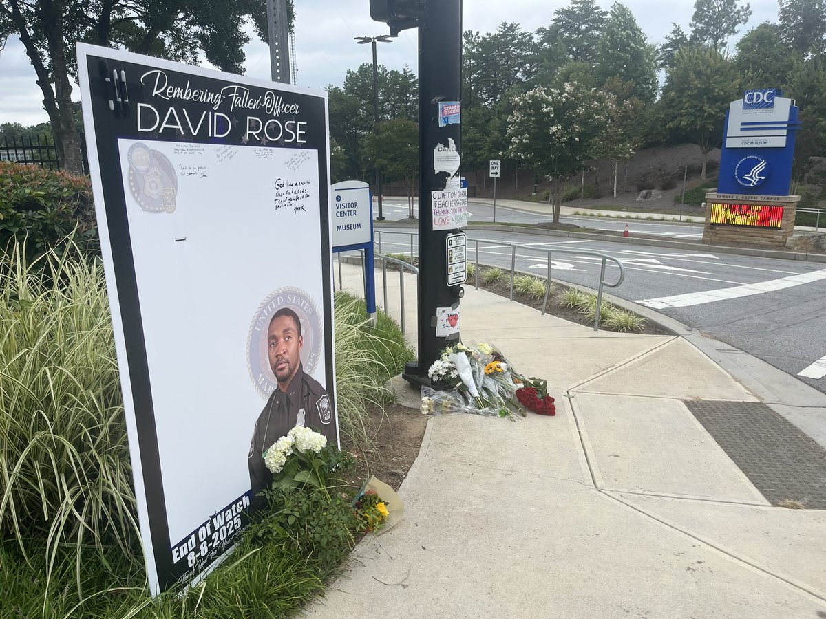 At the growing memorial for Officer David Rose outside of the CDC there is now a sign for people to share their condolences and honor his life. <a href="/FOX5Atlanta/">FOX 5 Atlanta</a>