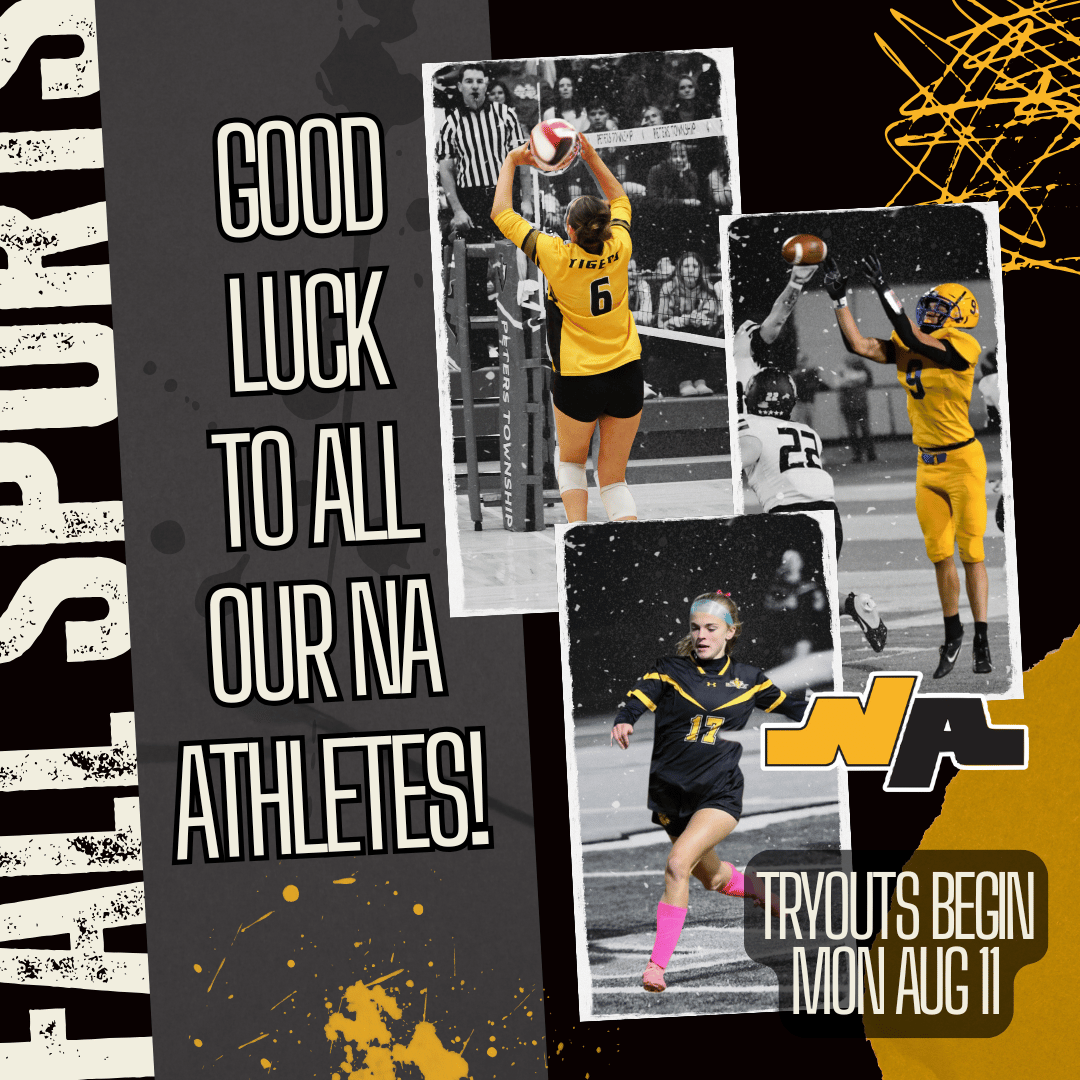 Good luck to all the NA athletes that will begin Fall Sports Tryouts tomorrow! Can't wait to see all the team compete this year! <a href="/NATigerAthletic/">NATigers</a> #T4L #Family