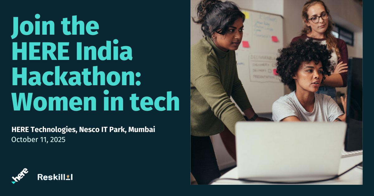 Introducing the HERE India Hackathon: Women in Tech, powered by <a href="/Reskilll/">Reskilll</a>.  Designed for experienced women tech professionals, this hackathon is your chance to build innovative, real-world solutions using HERE’s advanced location APIs and SDKs. Register: t.her.is/47j9uzC.