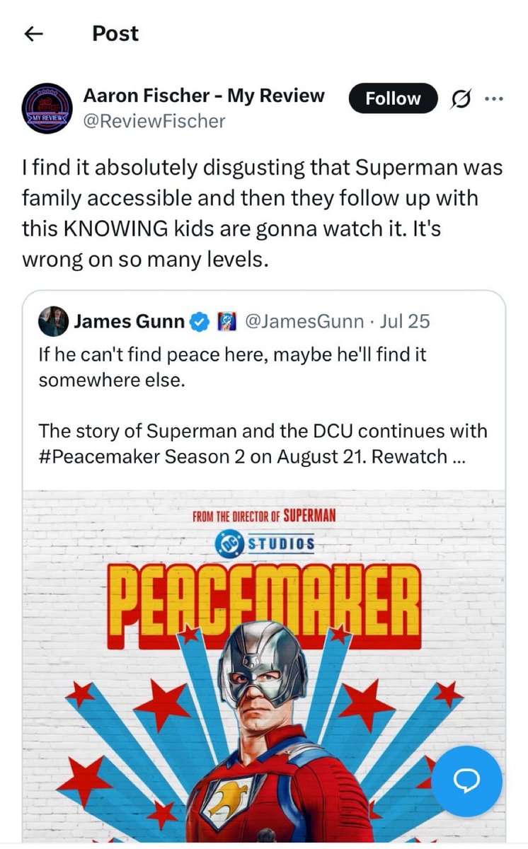 So Superman’s out and done, and now this dude’s moving on to Peacemaker 😂😂. Y’all really think this idiot’s gonna disappear with a successful DCU? Nope. This is his brand…he’s just gonna keep hating on everything. This shit will never end.
