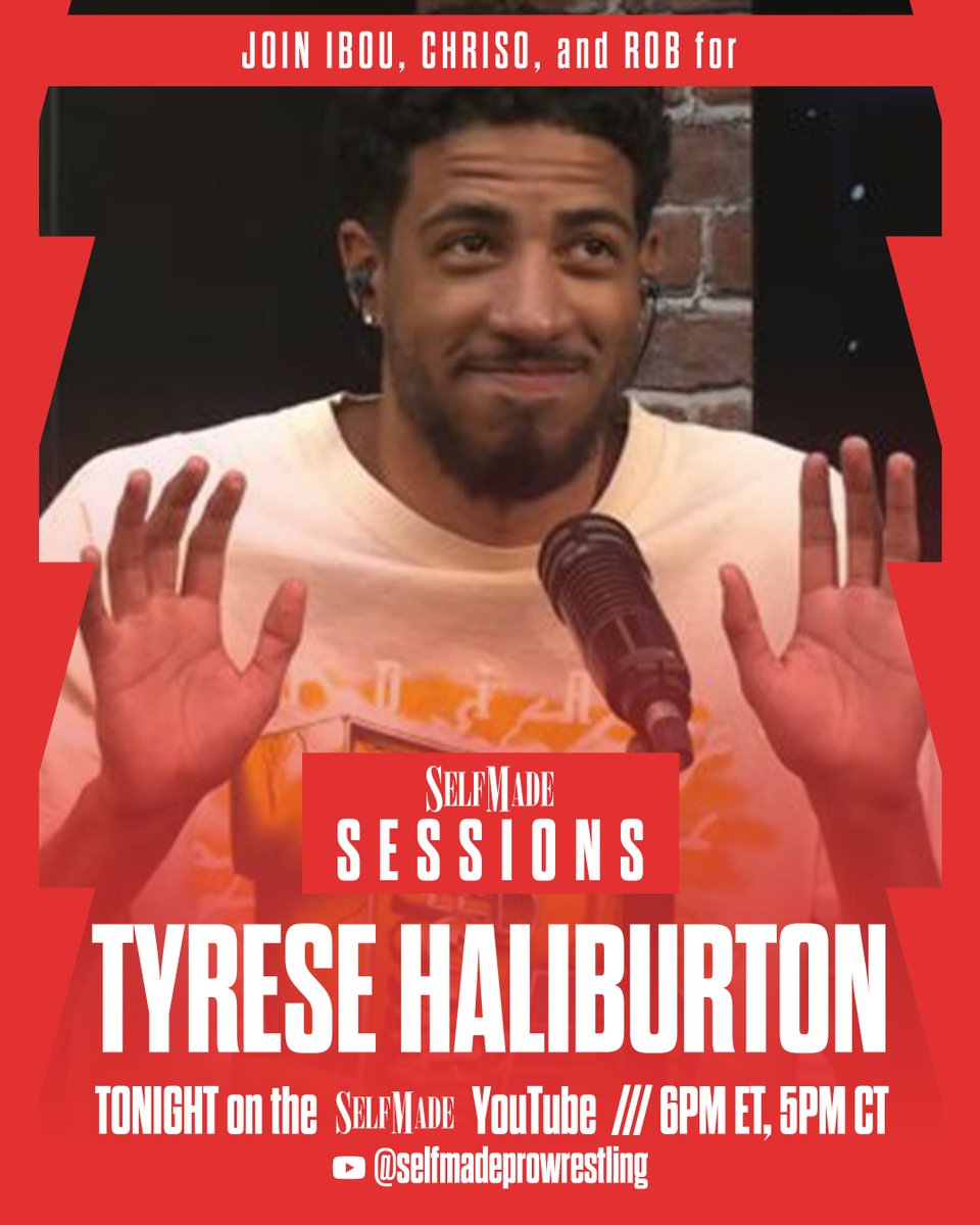 Tonight’s a special one…

Self Made Sessions #1 featuring Indiana Pacers All Star Point Guard TYRESE HALBURTON! 

Join <a href="/BackupHangman/">Ibou</a>, @Chrisobread and <a href="/SirPerograph_/">Rob</a> as we catch up with Two Time All-NBA performer, 1 Time NBA Assist Champion,  NBA Superstar Tyrese Halliburton