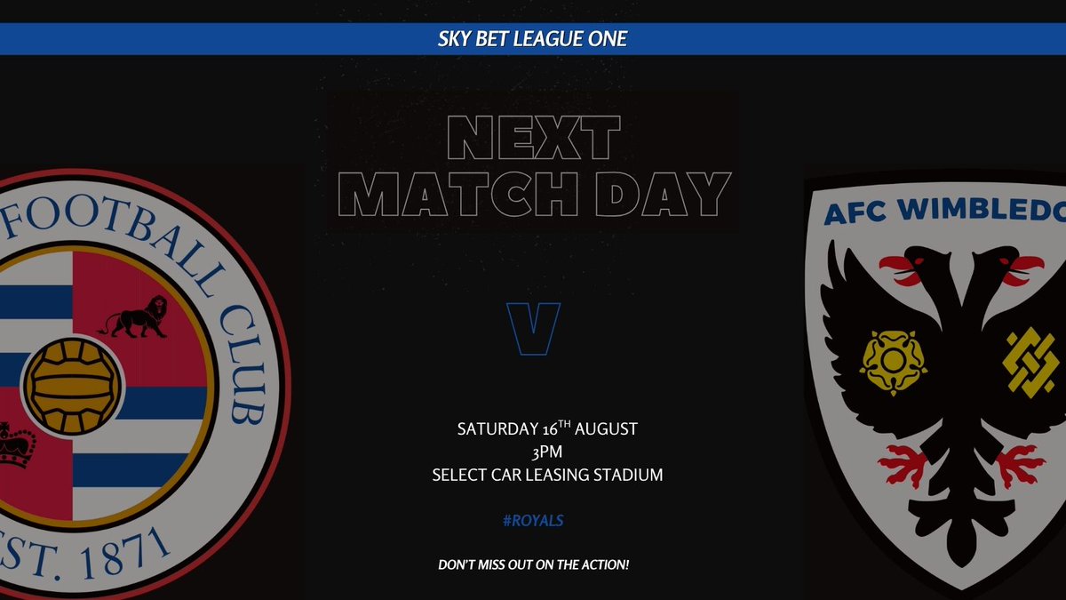 The Royals v The Dons. We're open from midday until 6pm on Saturday, so why not join us for some food and drinks? #readingfc