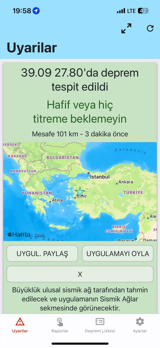 ftfurkantuna's tweet photo. Hepimize çok geçmiş olsun. Israrla söylüyorum bu uygulamayı indirin. Bu zamana kadar hiç sapmadı. #izmirdeprem #deprem https://t.co/6bdS6BdBWD