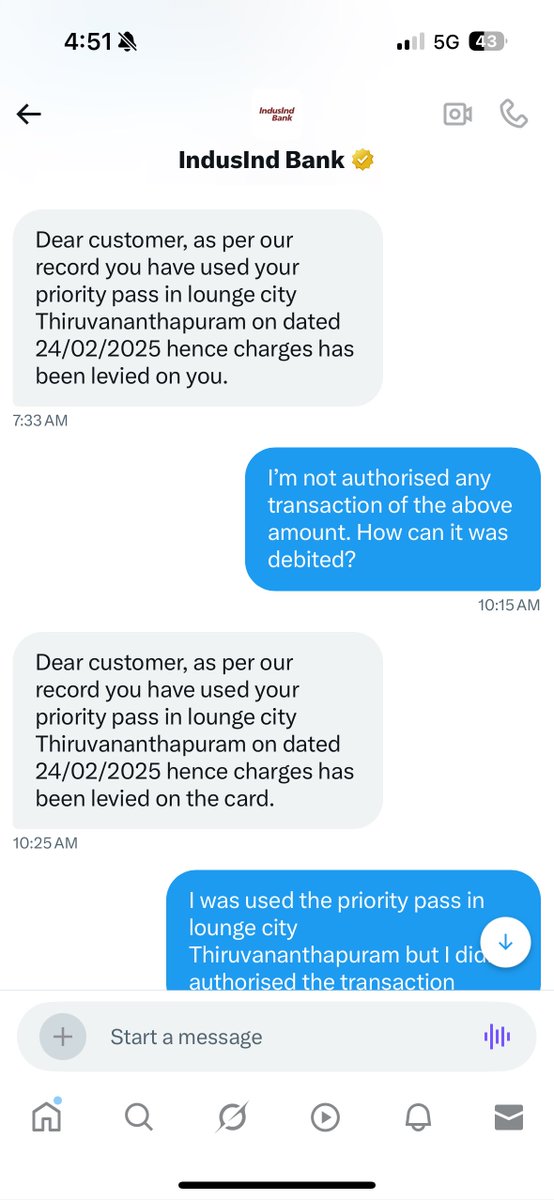 SandeepParidala's tweet photo. Disappointed from IndusInd Bank. Instead of repeatedly calling me to convert my outstanding into EMI, you should focus on addressing customer complaints. Even chatbots are more effective in communication. Same message for all my requests, which is quite absurd.
@MyIndusIndBank https://t.co/lM5WesA6hl