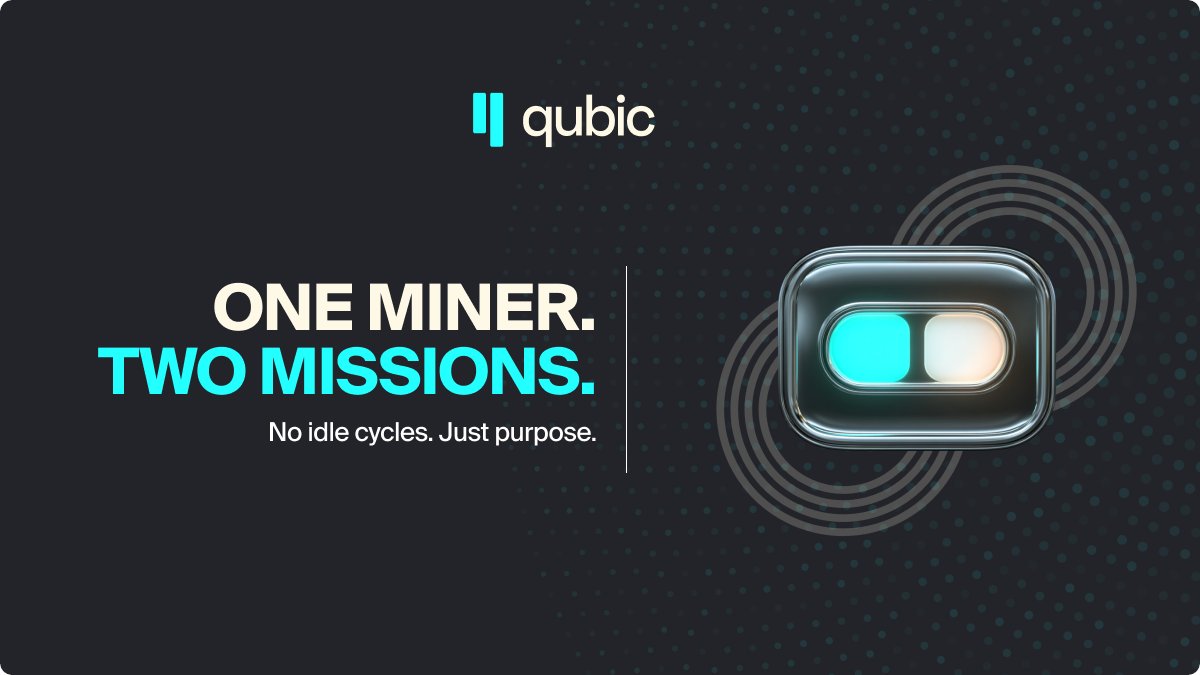 _Qubic_'s tweet photo. Same miner.
Same hardware.
Two functions:

→ Train intelligence
→ Earn external yield

Qubic dynamically shifts compute where it matters most.

No idle cycles.
No wasted energy.
Just purpose. https://t.co/5M9LXmxKHC