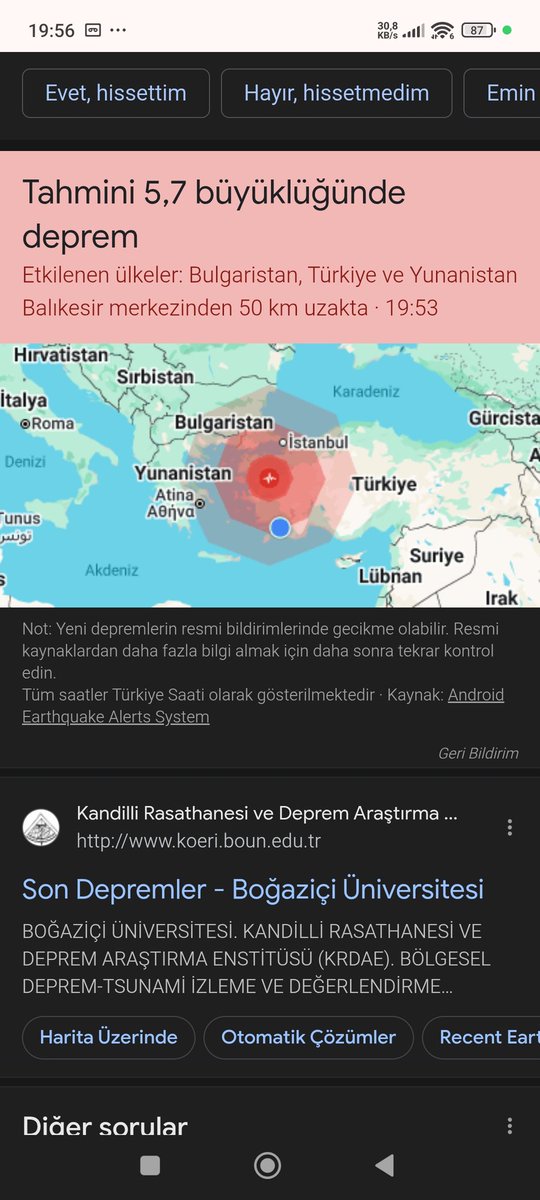 Çalışti #deprem İzmir Muğla'da hissedildi