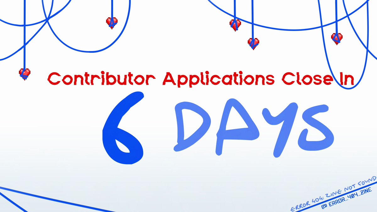 ⚠️ ❕ 6 days left!❕ ⚠️ 

Six days left until Contributor Applications close on Aug 16th! The anti-void is endless, but the time left isn't!

vv Apply at the links below vv
Writer: forms.gle/62HqkvMoB6M9W2…  
Artist: forms.gle/kEScc99Gmdt8X7…  
Merch Artist: forms.gle/FTFCSmTr6A4kP1…
