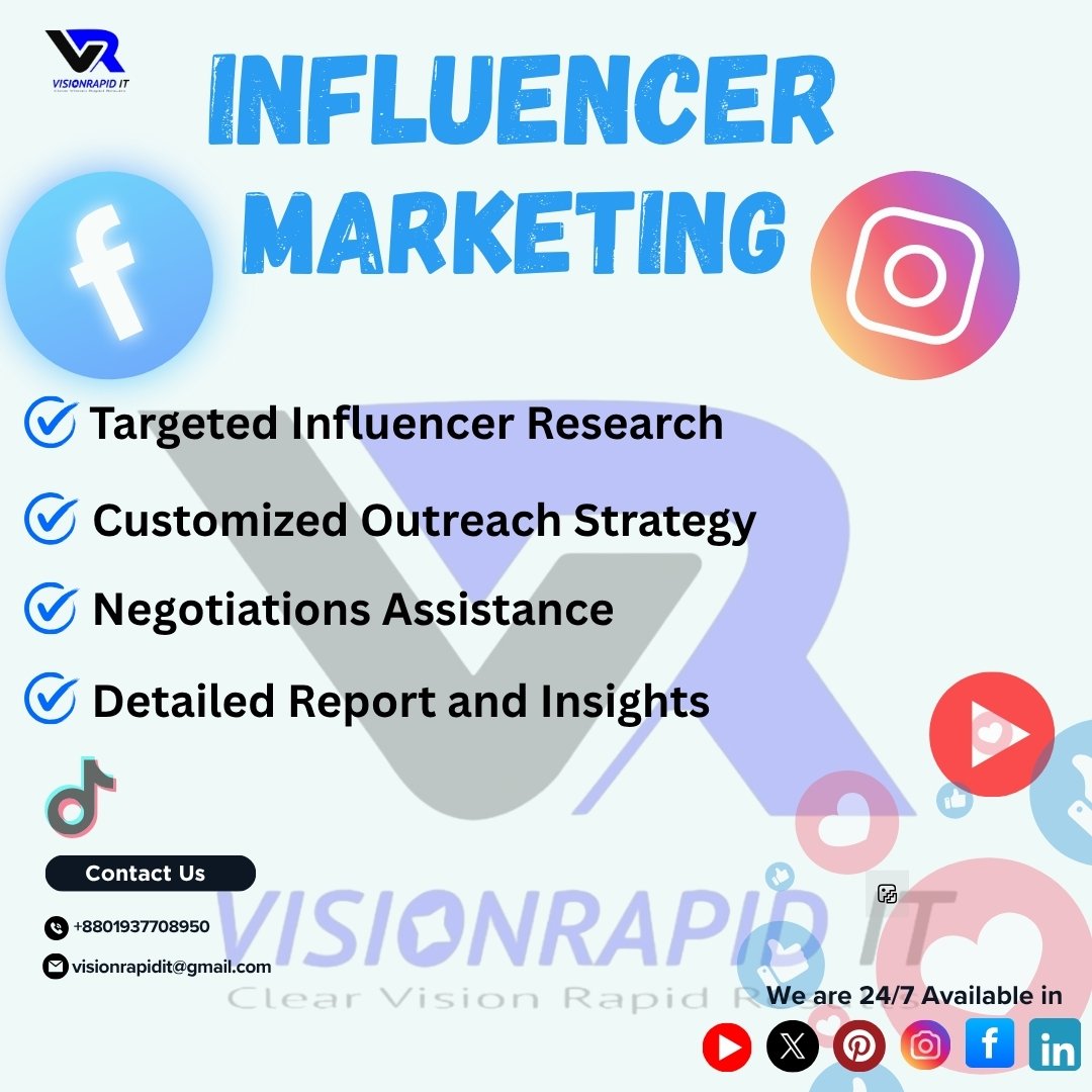 Visionrapidit's tweet photo. Influencers speak, audiences listen, brands grow! 📢🌱
It’s more than promotion — it’s connection. Partner with trusted voices, share your story authentically, and grow beyond algorithms. 🚀
#InfluencerMarketing #SocialMediaMarketing #DigitalMarketing #visionrapidit https://t.co/Ll9YX4o1Oq