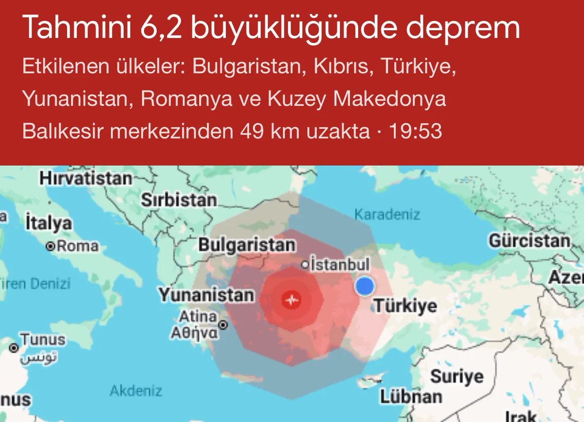 Balıkesir'de 6.2 büyüklüğünde deprem! İzmir ve İstanbul'dan da hissedildi