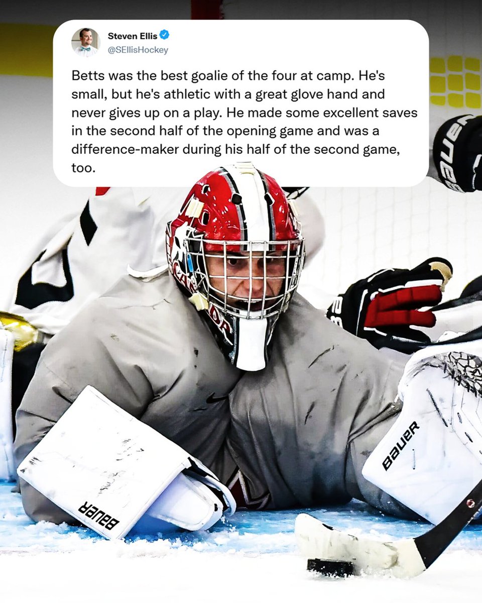 add in a shutout in his appearance against Slovakia in pre-tournament action yesterday and it's safe to say Bettsy is ready to go at the Hlinka Gretzky Cup🇨🇦

<a href="/SEllisHockey/">Steven Ellis</a> | <a href="/DailyFaceoff/">Daily Faceoff</a>