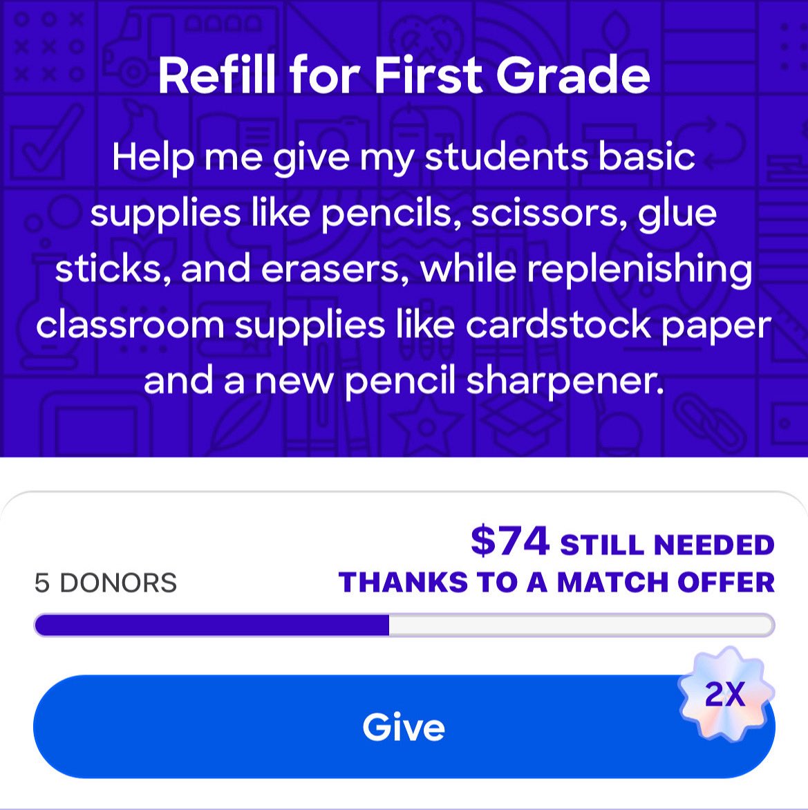 Only $74 left! donorschoose.org/project/refill…