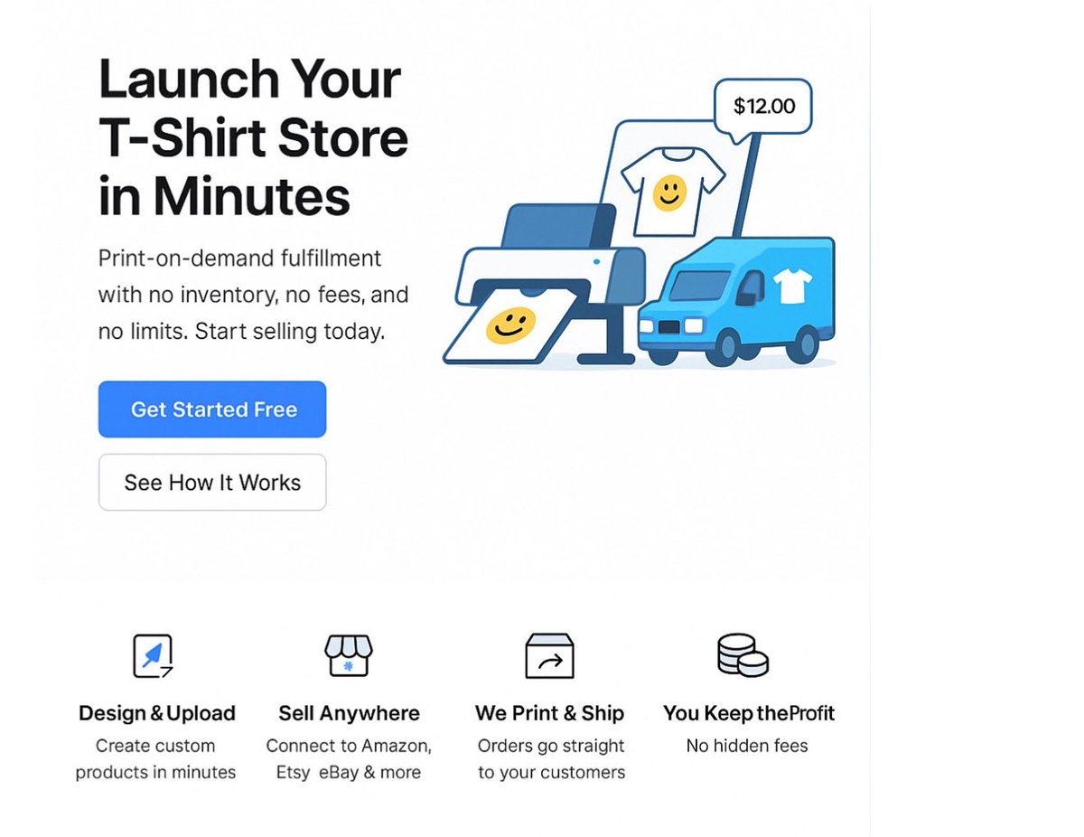 🚀 Launch Your T-Shirt Store in Minutes! No inventory. No fees. No limits. With Tshirtgang, you can design, sell, and ship your custom apparel — all in one place.
✅ Upload your designs in minutes ✅ Sell on Amazon, Etsy, eBay &amp; more ✅ We print &amp; ship straight