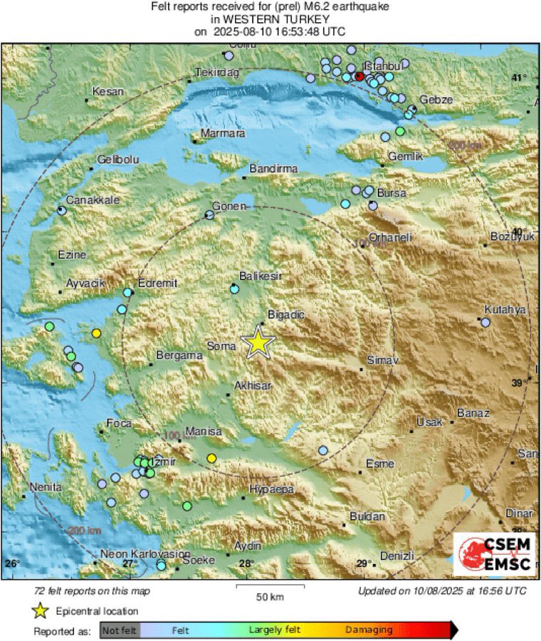 ❗️Balıkesir ve çevre illerde de hissedilen #deprem nedeniyle, herhangi bir yaralanma ve yıkım olmadığını umuyor, herkese geçmiş olsun dileklerimizi iletiyoruz.

Ülkemizin deprem bölgesi olduğu bilinciyle kamu otoritesini gerekli yatırım ve önlemleri almaya bir kez daha davet