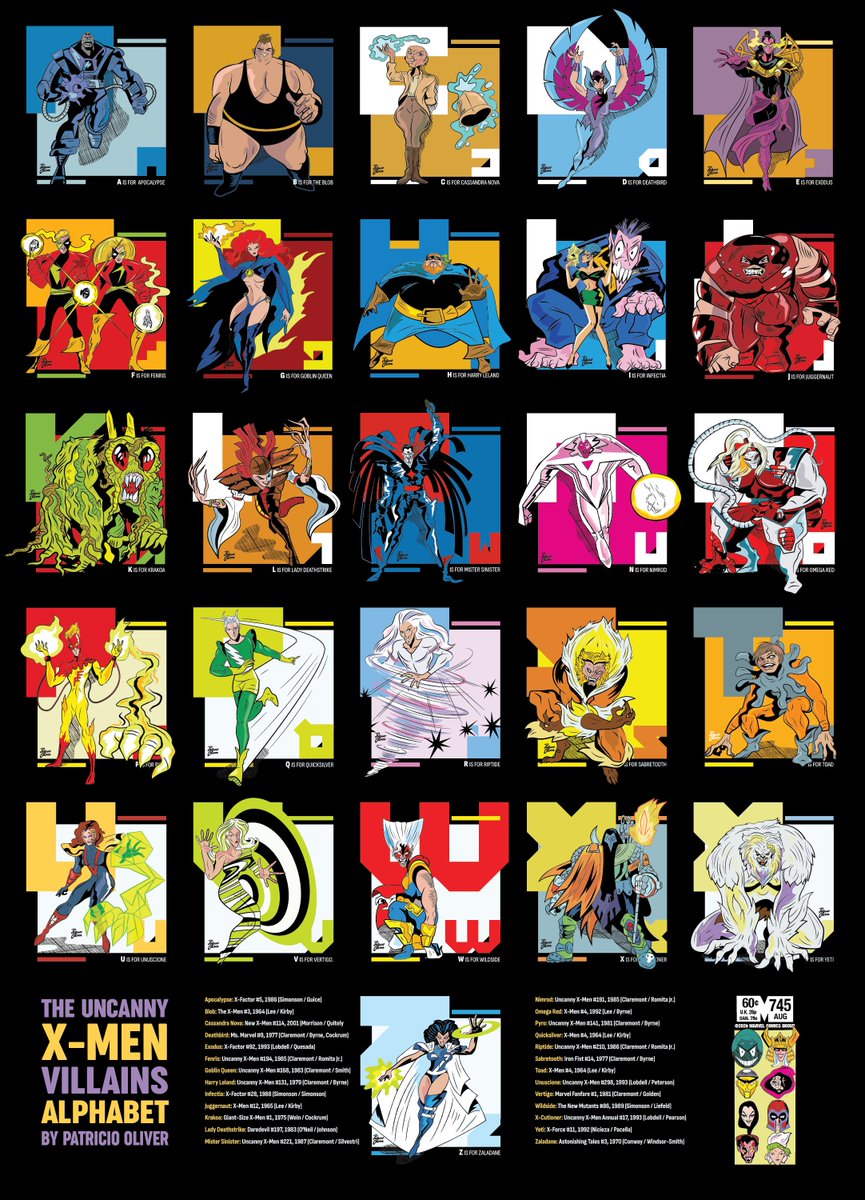 The uncanny X-men villains alphabet is here!
If your favourite character isn’t in this alphabet, you can always commission a digital piece and support this humble artist who loves comics. P.S.: Magneto is part of the X-Men alphabet.