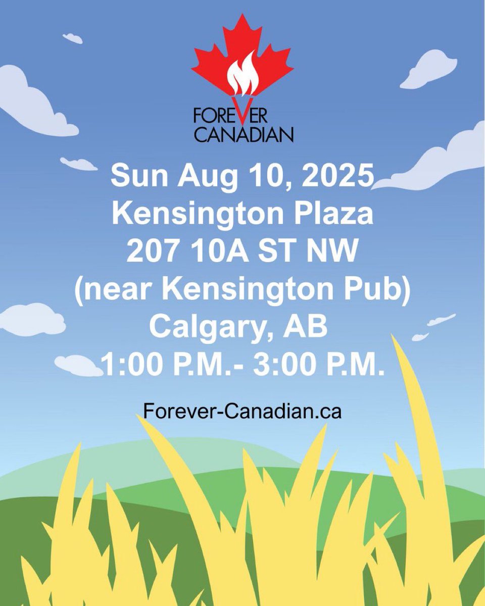 CALGARY, here’s an opportunity to sign the #ForeverCanadian petition TODAY!

KENSINGTON PLAXA (207 10A St. NW) from 1 PM to 3 PM.

#Yyc #AbLeg #Cdnpoli