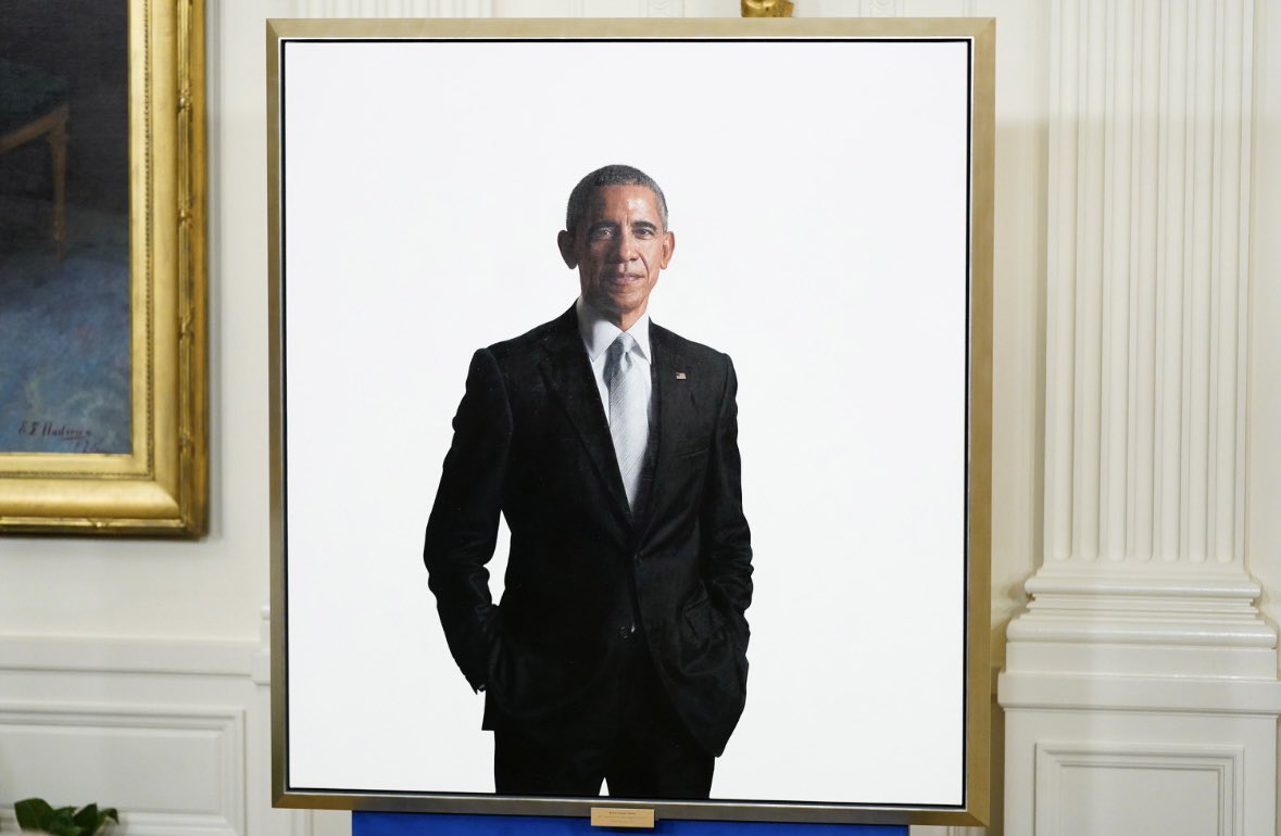 LeadingReport's tweet image. BREAKING: President Trump has moved the official portrait of former President Barack Obama in a “hidden” stairwell in the White House, per CNN.