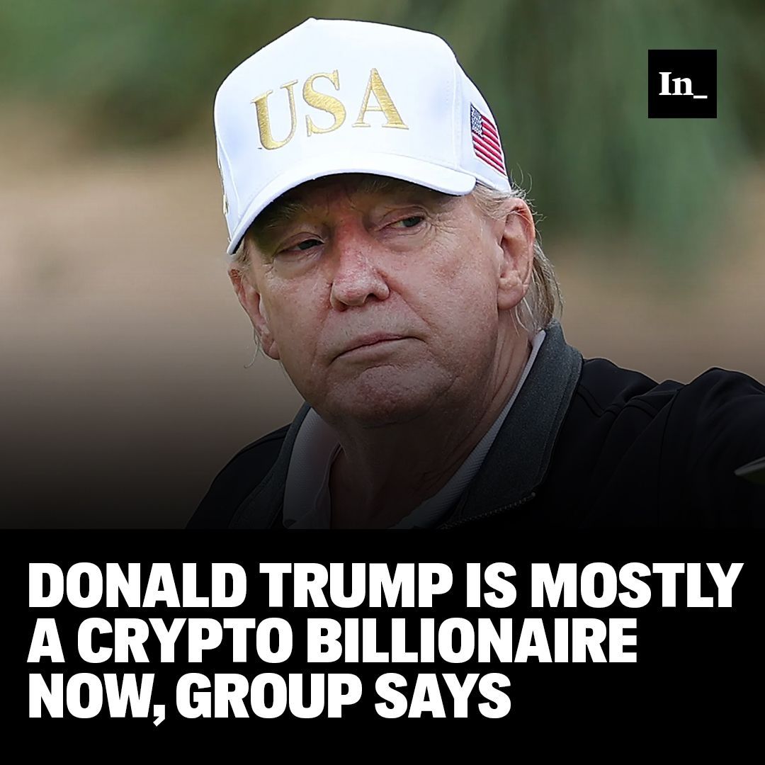 theintercept's tweet photo. Nearly 73% of Trump’s wealth — $11.6 billion of an estimated $15.9 billion — comes from crypto holdings that he built at record pace by misusing his office, the group claims.  https://t.co/0ObDNhE9IH https://t.co/tDjcENxZ9K