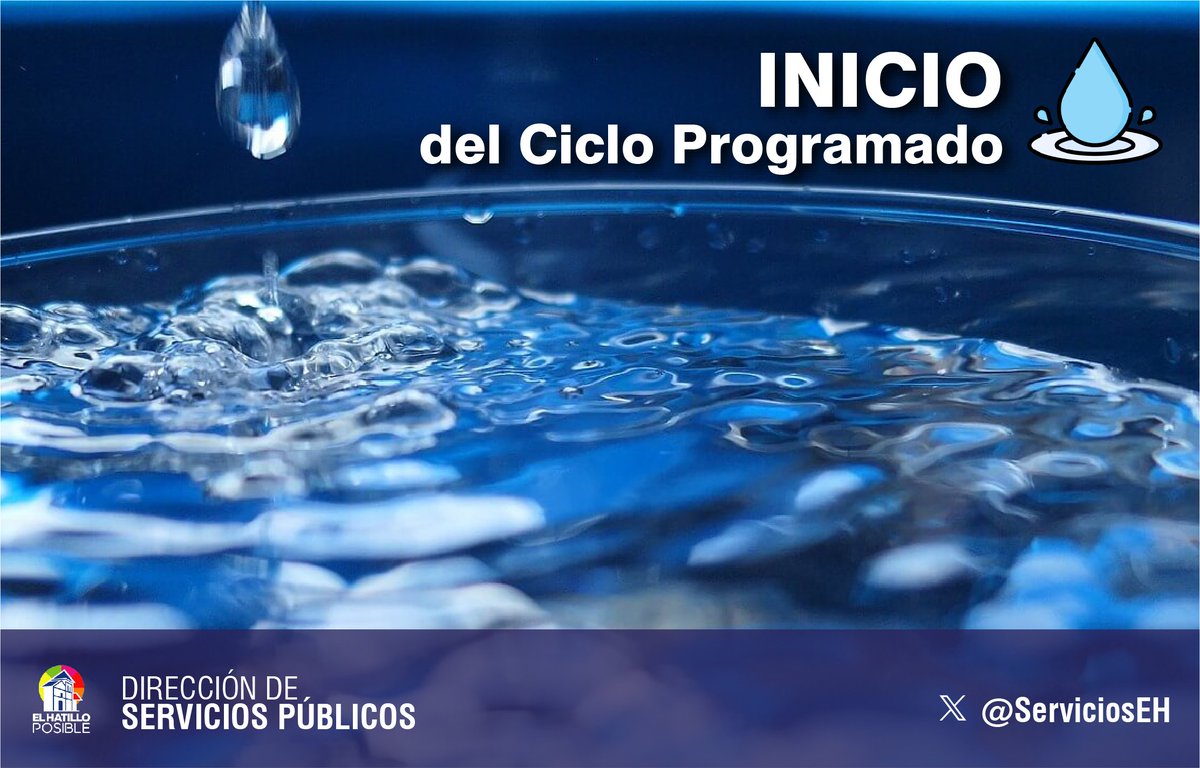 ServiciosEH's tweet photo. 📢 #ServiciosEHInforma 💦| #ReporteCicloDeAgua 
Hora: 13:10 🕙

Saludos, vecinos hatillanos.

A esta hora, los siguientes sectores están recibiendo servicio de agua:

📌 La Unión 
📌 Aprosures
📌 Los Naranjos (*)
📌 Tovar 
📌 Loma Larga
📌 El Calvario (Escalera 1, Callejón 🔽 https://t.co/SoTe13HsBi