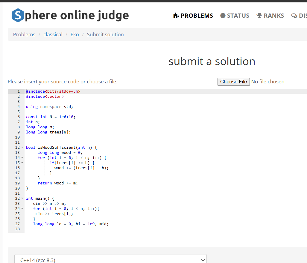 code_anoorag's tweet image. #Day66  What i solved today is a SPOJ Problem EKO:   spoj.com/problems/EKO/ #LeetCode #SPOJ #CPlusPlus #DSA #gfg160
@striver_79
@akshaymarch7