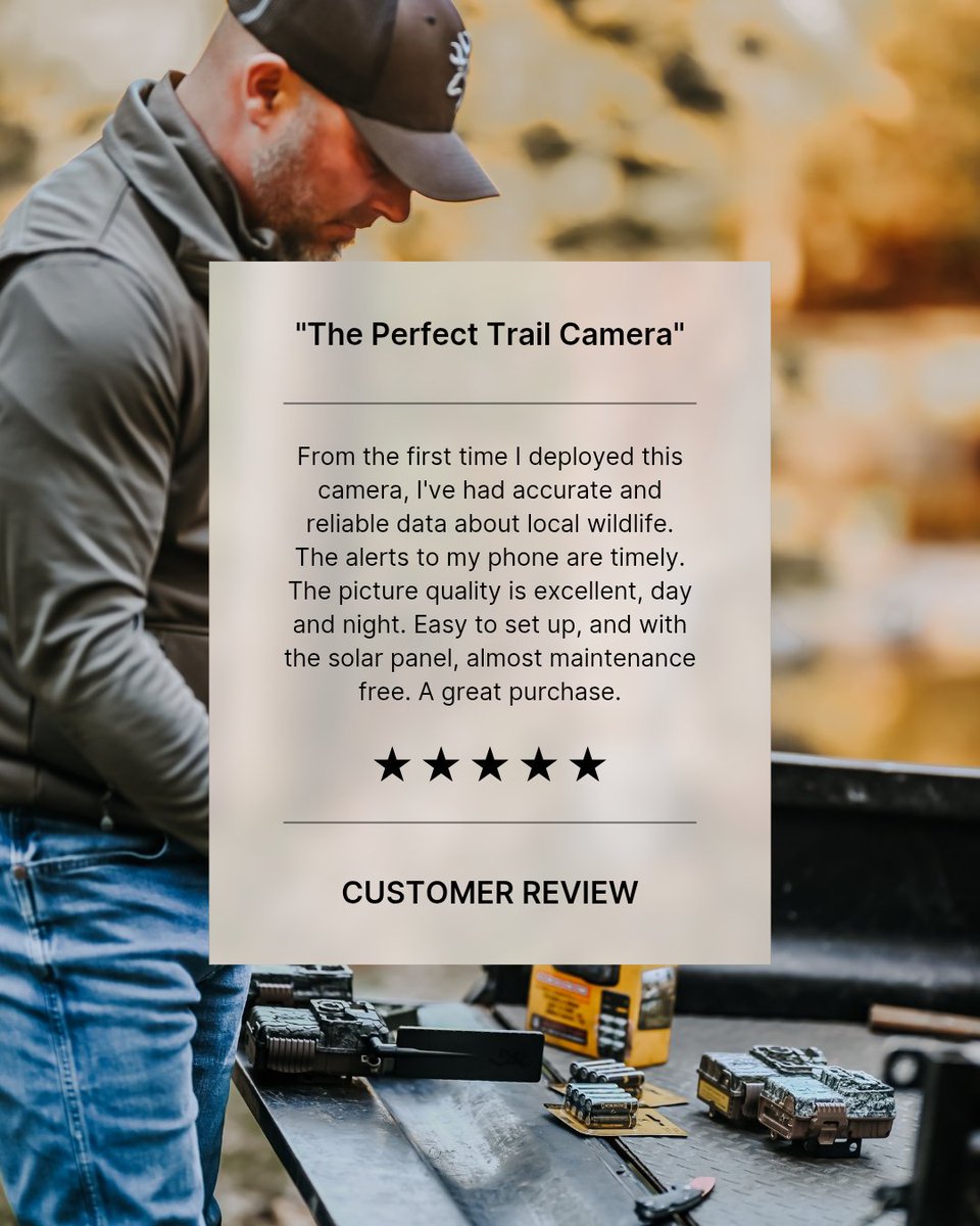 The perfect trail camera does exist! Check out this great 5-star customer review of his Browning Defender series cellular trail camera and Strike Force Wireless app! 

#BrowningCameras #AlwaysThere #youvegottoseethis #cellcam #StrikeForceWireless #trailcameras #Browning