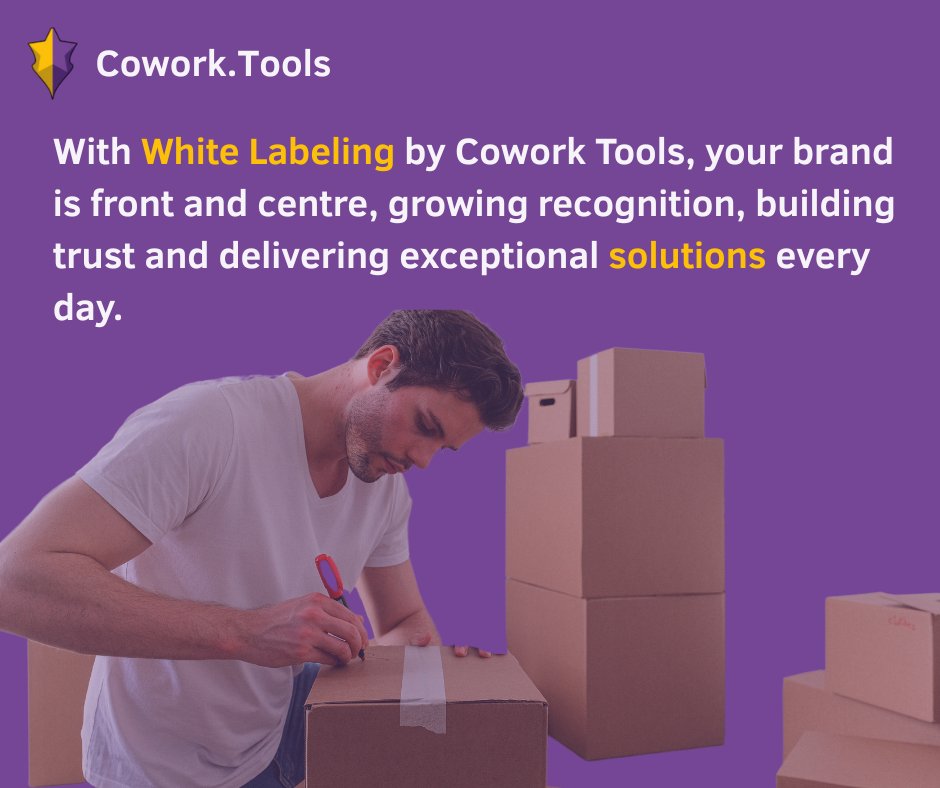 With #WhiteLabeling by #CoworkTools, your brand is front &amp; centre, growing recognition, building trust &amp; delivering exceptional solutions every day.

Customise our cutting-edge tools with a branded experience your clients will love.

DM us for information

#CoworkingCommunity