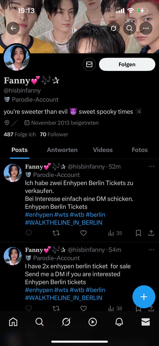 sarah__nothere's tweet photo. This person is a SCAMMER!
They claim to have tickets for the ENHYPEN concert in Berlin. I sent them money but they never sent me the ticket.

Please be careful and don’t buy tickets from this person! https://t.co/gG2ajfhPup