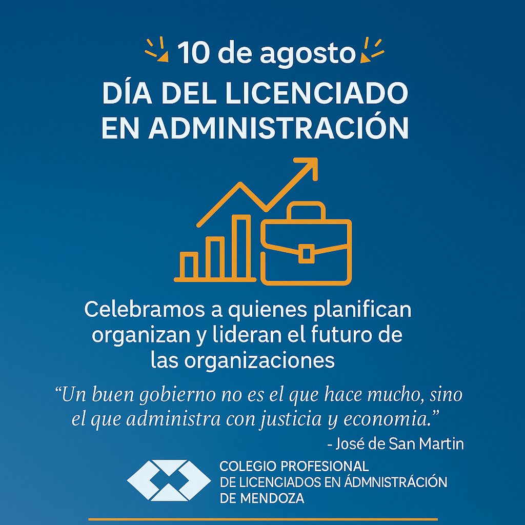 📅 10 de agosto – Día del Licenciado en Administración 💼
Celebramos a quienes planifican, organizan y lideran con compromiso y ética. <a href="/CarlosDaparo/">Carlos Humberto Daparo</a> @gobiernodemendo

#DiaDelLicenciado #Administracion #Liderazgo #Gestion

clamargentina.org