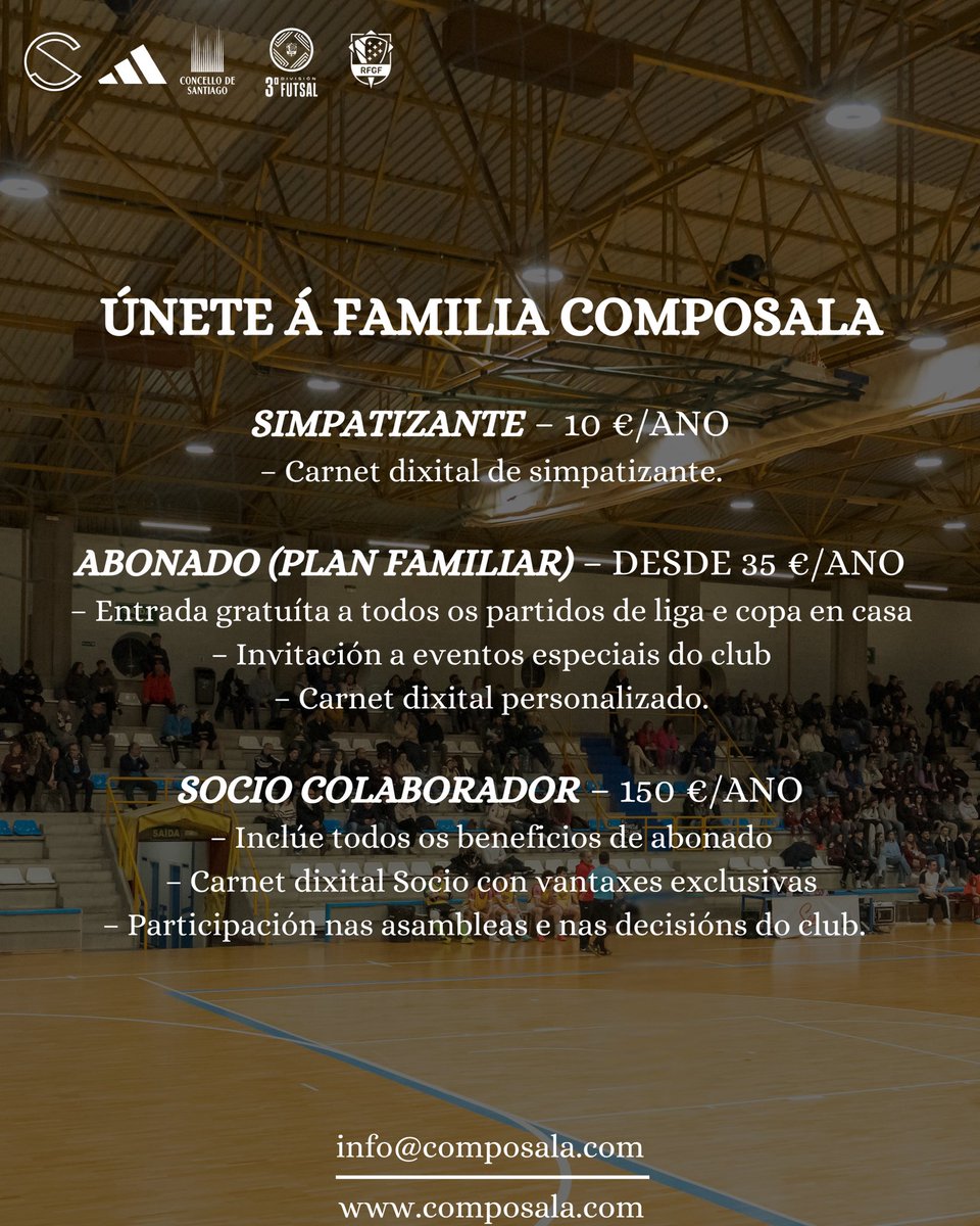 CompoSala's tweet image. 🔥 ¿Listo para vivir o fútbol sala como nunca?

💬 ¿Quen se ven esta tempada con nós? Etiqueta a ese amigo que non pode faltar.

❤️ Faite abonado 24/25 e forma parte da familia CompoSala.

ℹ️ Mais info na web e link na bio

#FútbolSalaSenBarreiras