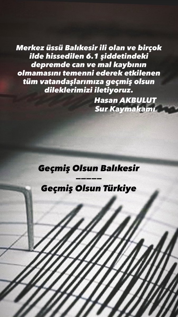DEPREM

Merkez üssü Balıkesir ili olan ve birçok ilde hissedilen 6.1 şiddetindeki depremde can ve mal kaybının olmamasını temenni ederek etkilenen tüm vatandaşlarımıza geçmiş olsun dileklerimizi iletiyoruz.

<a href="/hasanakbulut24/">Hasan Akbulut</a> 
#Balıkkesir
#deprem