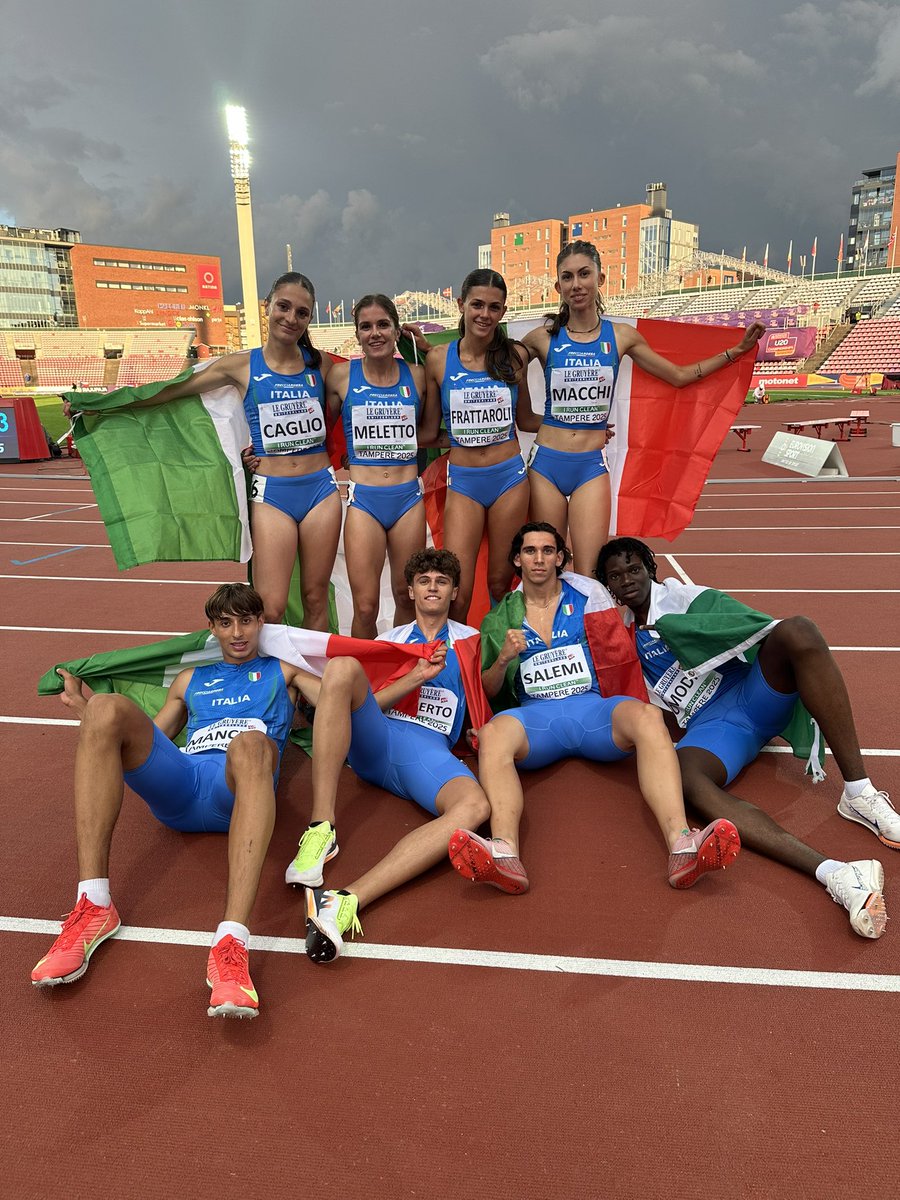 👏🏻 OTTO MEDAGLIE IN DUE ORE #Tampere2025

Vinciamo il medagliere degli Europei U20 per la prima volta nella storia con 6 ori, 3 argenti e 5 bronzi! Chiudiamo con i due bronzi delle 4x400