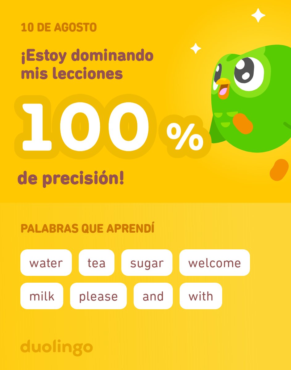 ¡Estoy aprendiendo inglés en Duolingo! Es gratis, divertido y efectivo.