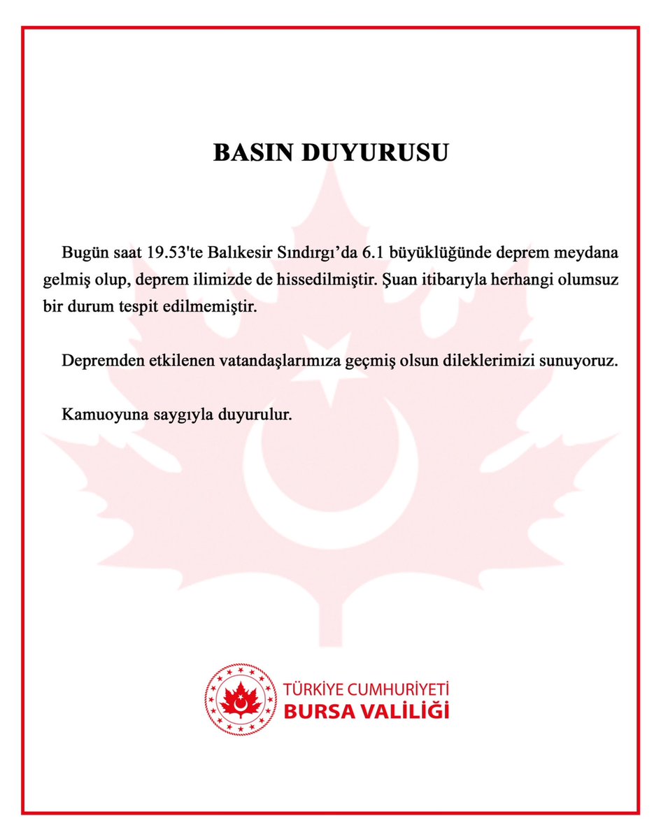 📌 Basın Duyurusu #Deprem