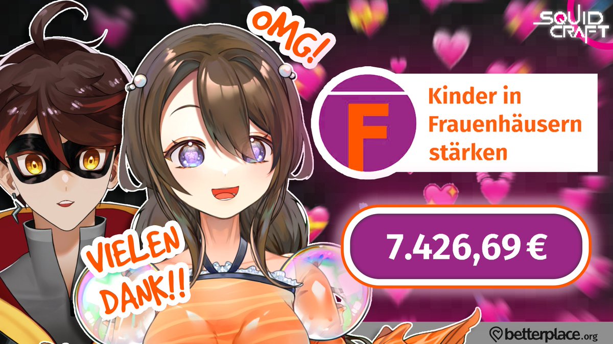 Sushiima🍣🫧 B-Day Subathon 19.04. - 25.04. (@_sushiima_) on Twitter photo 7.426,69 € in nur 7h! 🥹💗
Diese Summe hilft Frauen & Kindern in Not.
<a href="/meynhero/">Meyn</a> und ich sind so gerührt von eurer Großzügigkeit & der Power der #gervtuber-Community! 
Danke, danke, danke an alle, die gespendet, geteilt oder einfach dabei waren! ✨ 7.426,69 € in nur 7h! 🥹💗
Diese Summe hilft Frauen & Kindern in Not.
<a href="/meynhero/">Meyn</a> und ich sind so gerührt von eurer Großzügigkeit & der Power der #gervtuber-Community! 
Danke, danke, danke an alle, die gespendet, geteilt oder einfach dabei waren! ✨
