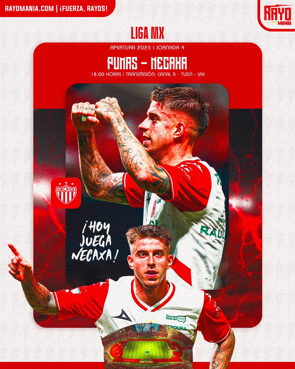 🚨| ¡Hoy juega <a href="/ClubNecaxa/">Club Necaxa</a>!

En la reanudación de la Liga MX, los Rayos de Fernando Gago buscarán ante Pumas sumar puntos fuera de casa por primera vez en el Apertura 2025.

#FuerzaRayos⚡️