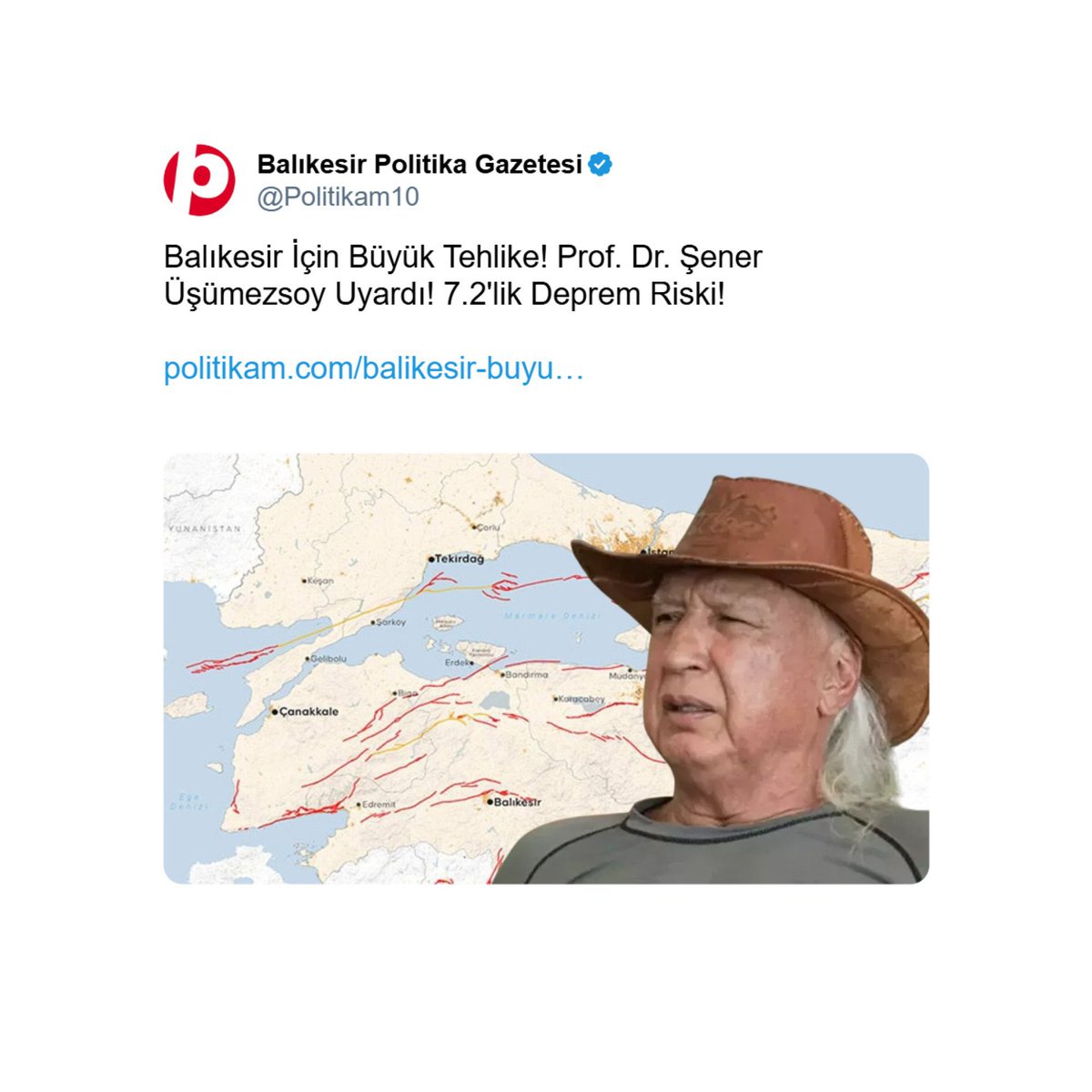 Prof. Dr. Şener Üşümezsoy'un, 1 ay önce Balıkesir'de deprem olacağını öngördüğü ortaya çıktı.