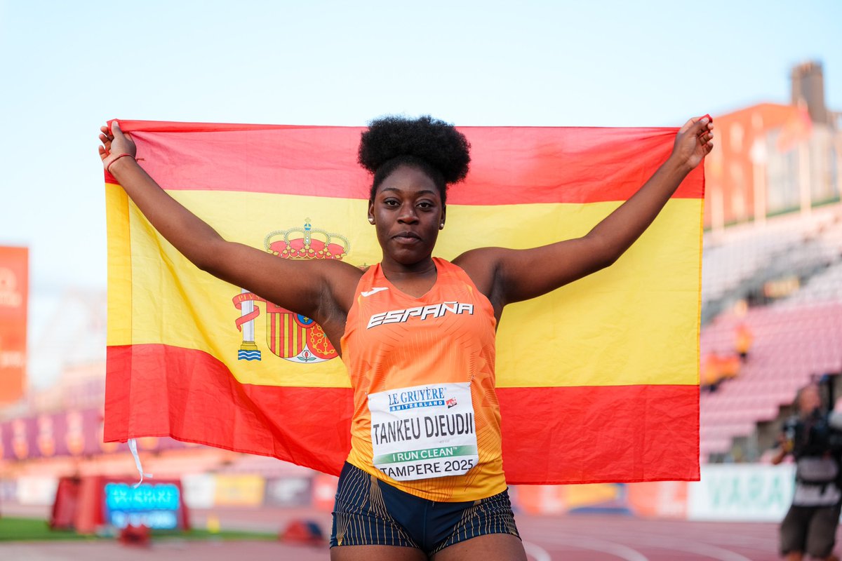 🇪🇸 España bate su récord de medallas en un Europeo Sub20 en Tampere con 14 podios y confirmando que irrumpe en pruebas poco habituales para nuestro atletismo:

🥇 Sofía Santacreu | 10.000 marcha
🥇 Joan Querol | 10.000 marcha
🥇 Ander Garaiar | 100
🥇 Andrea Tankeu | Disco
🥇