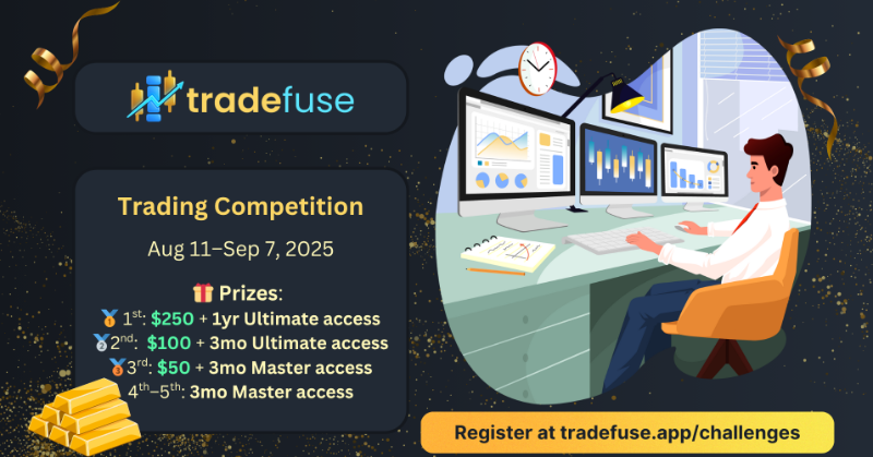 tradefuse's tweet photo. 🚀Crush the Markets &amp; Win Cash with TradeFuse Trading Journal!

Futures Trading Competition • Aug 11–Sep 7

Start FREE TRIAL: Master/Ultimate tier—connect NinjaTrader/Tradovate

-- Prizes --
1st: $250 +1yr Ultimate
2nd: $100 +3mo Ultimate
3rd: $50 +3mo Master
4th–5th: 3mo Master