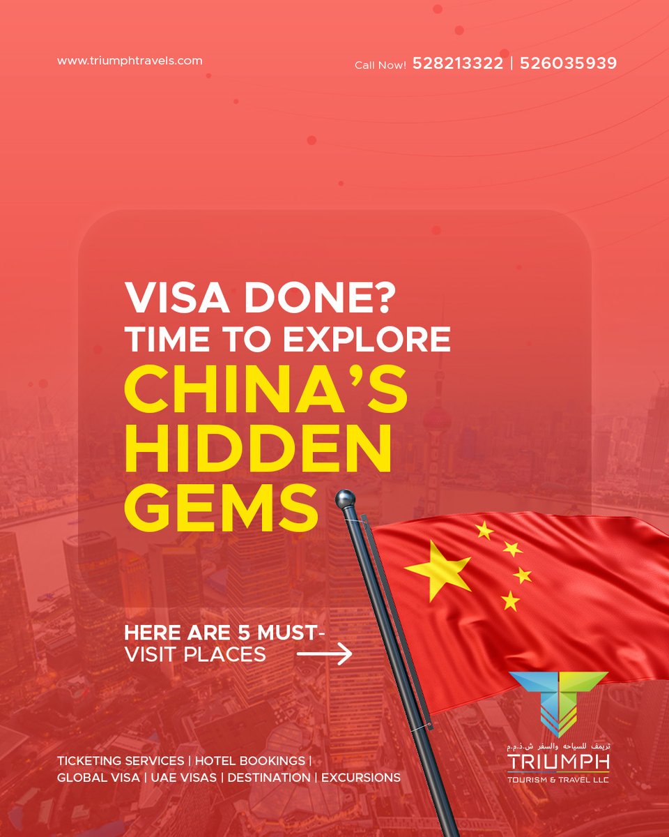 TravelsTriumph's tweet photo. Visa stamped? Adventure unlocked!
From ancient wonders to vibrant cityscapes, China is calling — and your journey starts now. Let’s turn your travel dreams into reality. 🌏✈️
📞 Call now: 528213322 | 526035939
#ChinaTravel #HiddenGems #TravelWithTriumph #ExploreChina #Wanderlust https://t.co/omUztqCC95