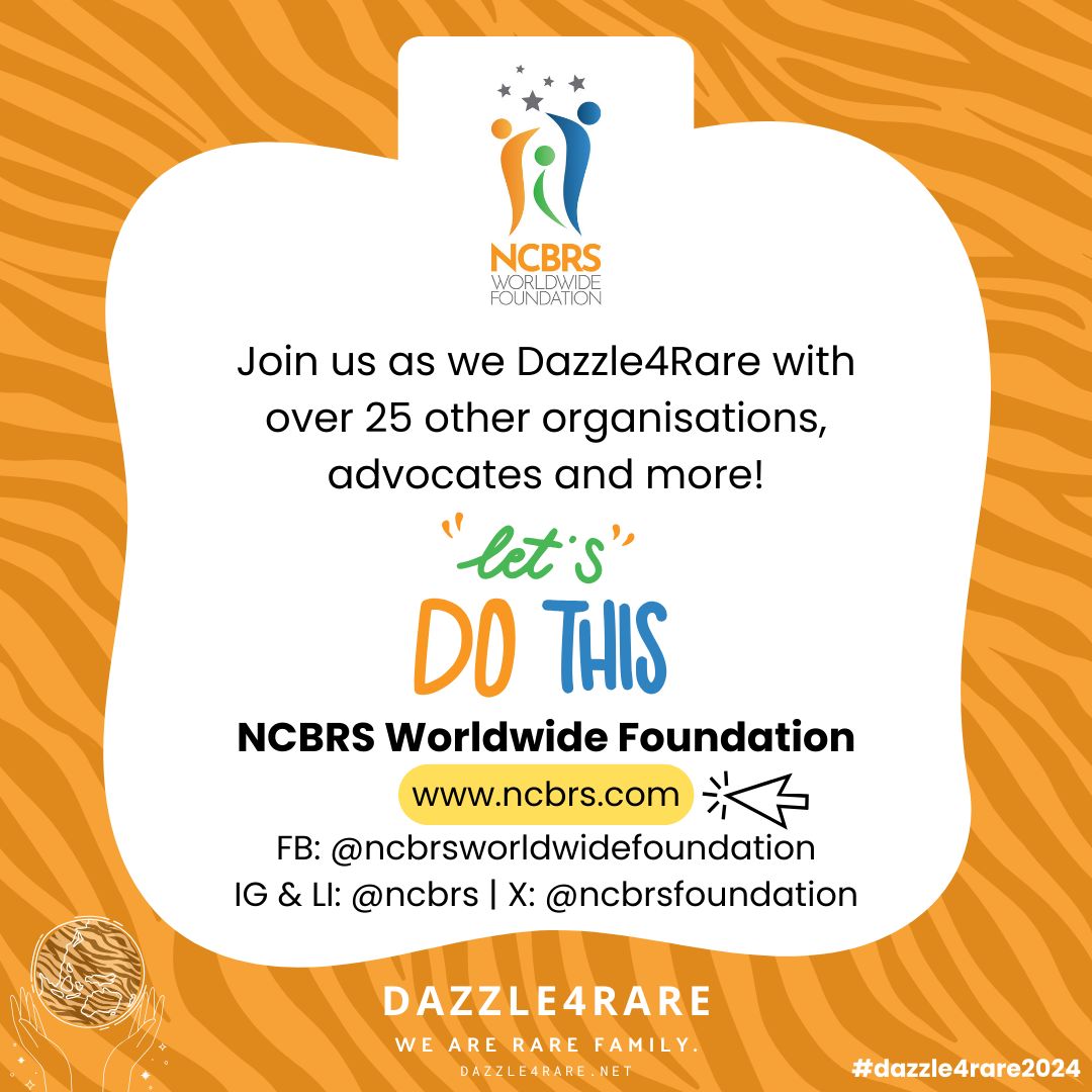 ncbrsfoundation's tweet photo. Join us, the @NCBRSFoundation and over 25 other organisations, advocates and more as we #Dazzle4Rare in this cross-community awareness-raising event.
🧡💚💙 #NCBRS #NCBRSRare #Dazzle4Rare2025 #RareDiseaseAwareness #PatientAdvocates #PatientGroups #WorkTogether #StrongerTogether https://t.co/GspkJLqLhm