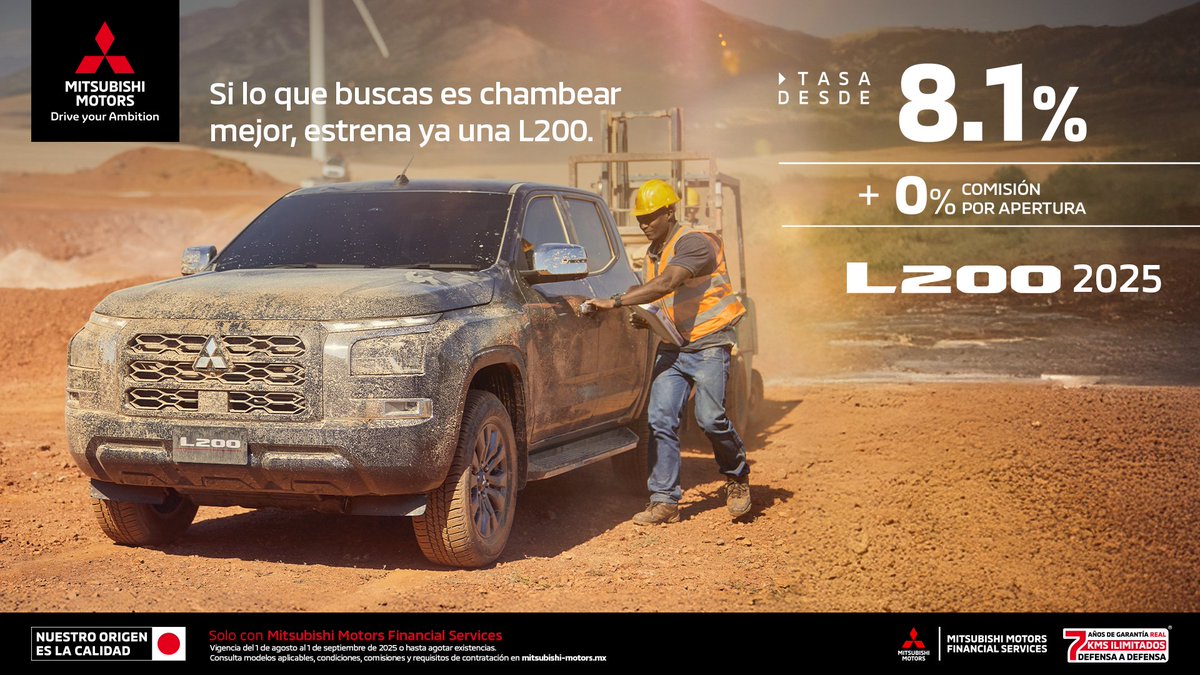 Sabemos que quieres aligerar tu chamba, estrena tu #Mitsubishi #L200.
PB5vUG.short.gy/L200