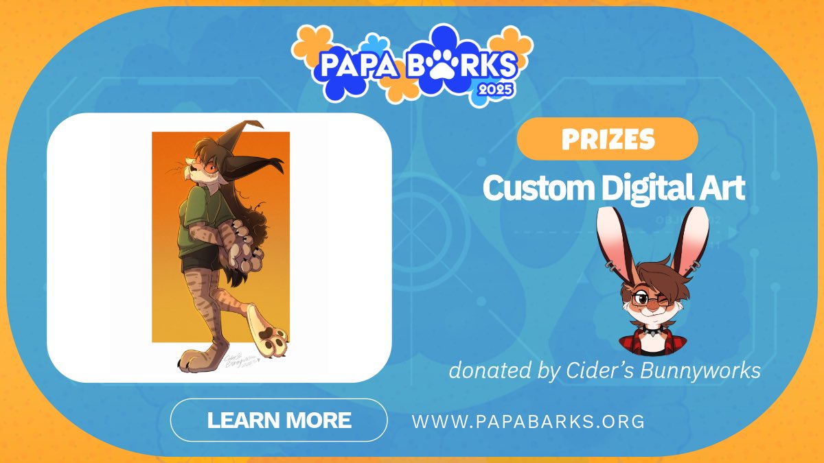 Our final four #PapaBarks drawing prizes - HUGE thanks to our donators! 🙏 So many different possibilities including art, fursuit parts, and more!

We’re drawing our winners tonight in just a few hours! Tune in and get those final entries in - $5 equals one entry!