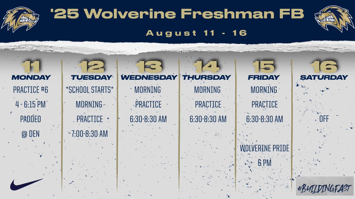 This week's schedule.